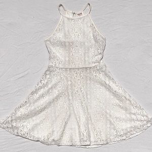 Halter top white lace dress